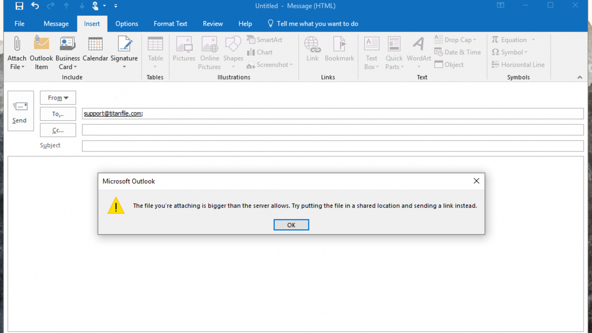 outlook 2016 attachment size limit mac