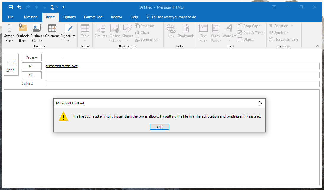 outlook cannot attach files 2016