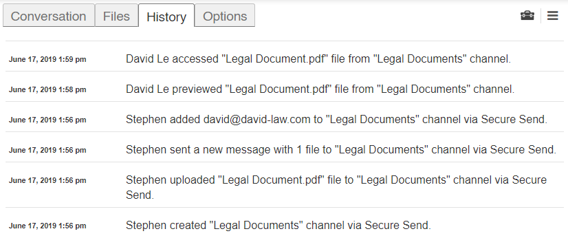 Secure Send Audit Logs Screenshot Secure Send Audit Logs Screenshot