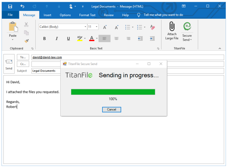 Secure Send Send Emails of Any Size Securely From Outlook™